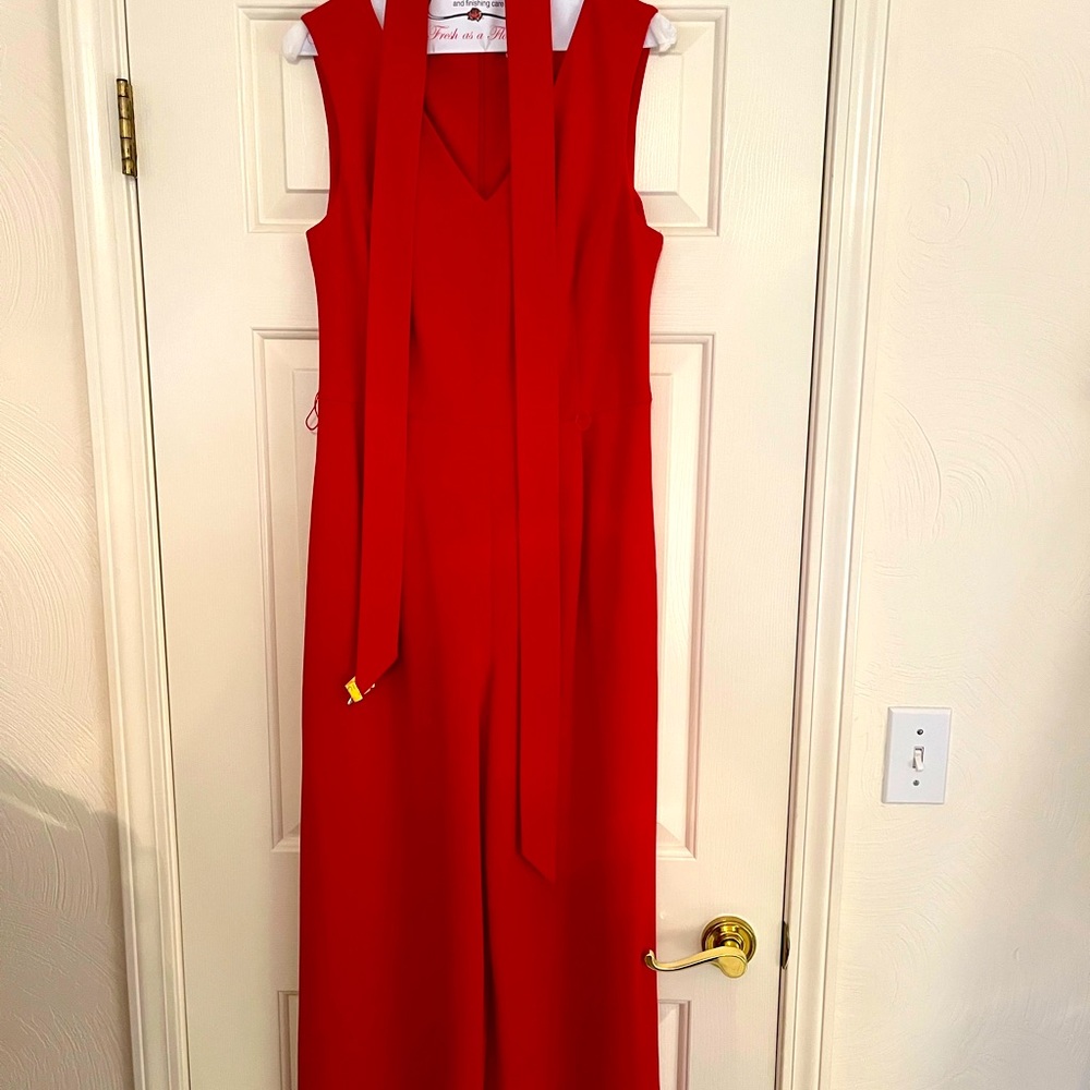 Calvin Klein Red Wide Leg Jumpsuit